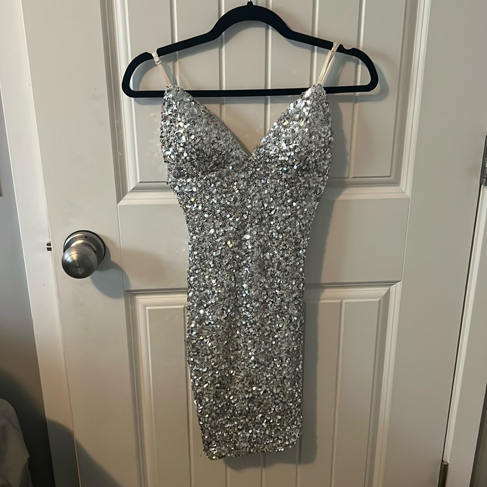 Silver Sequin Formal Dress